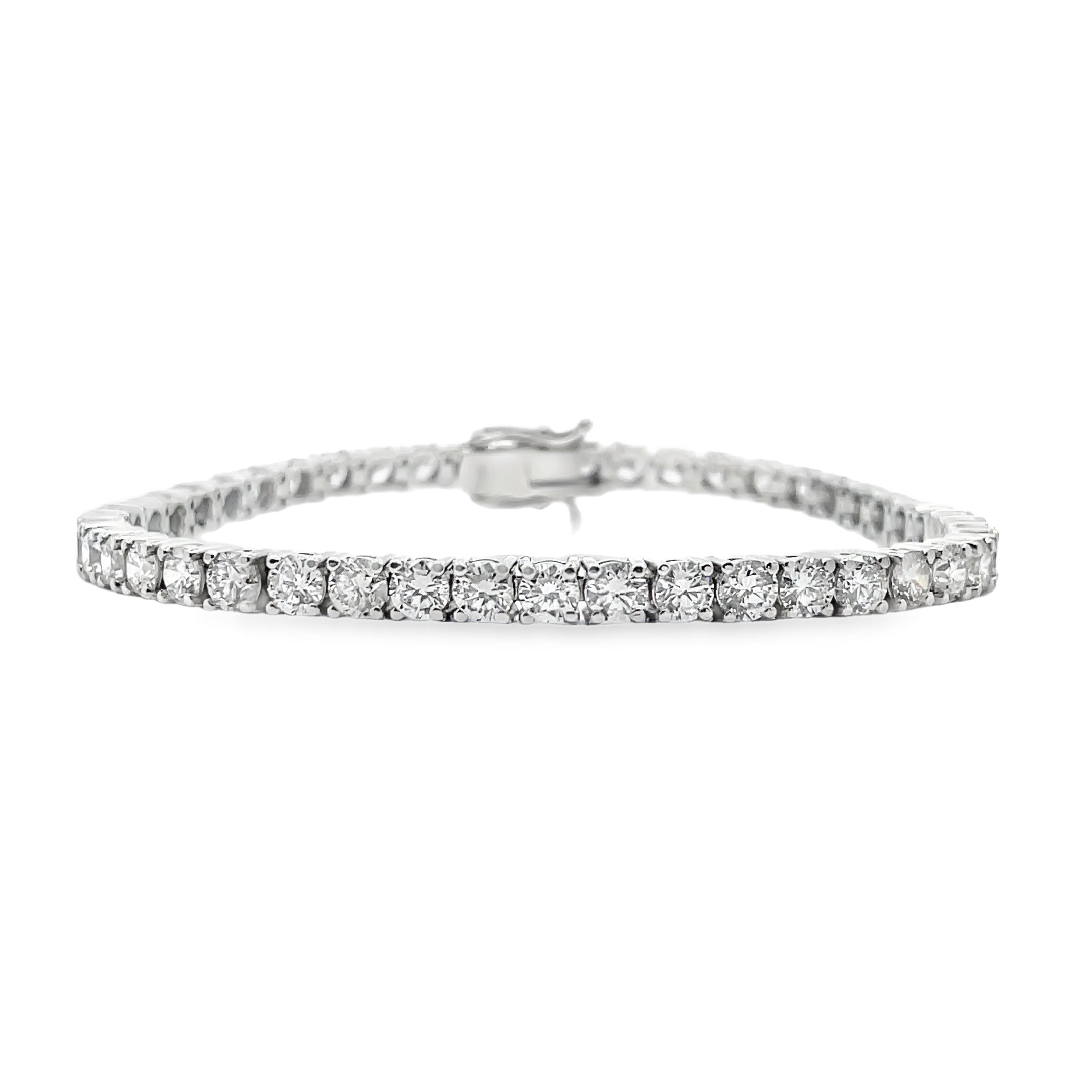 14K White Gold Tennis Bracelet with 47 Lab Grown Round Diamonds 8.73 Carats