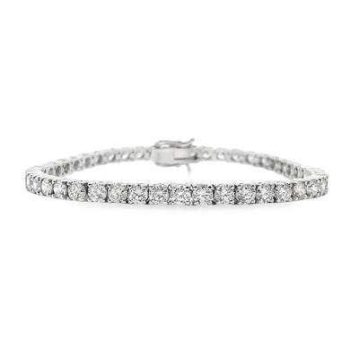 14K White Gold Tennis Bracelet with 47 Lab Grown Round Diamonds 8.73 Carats
