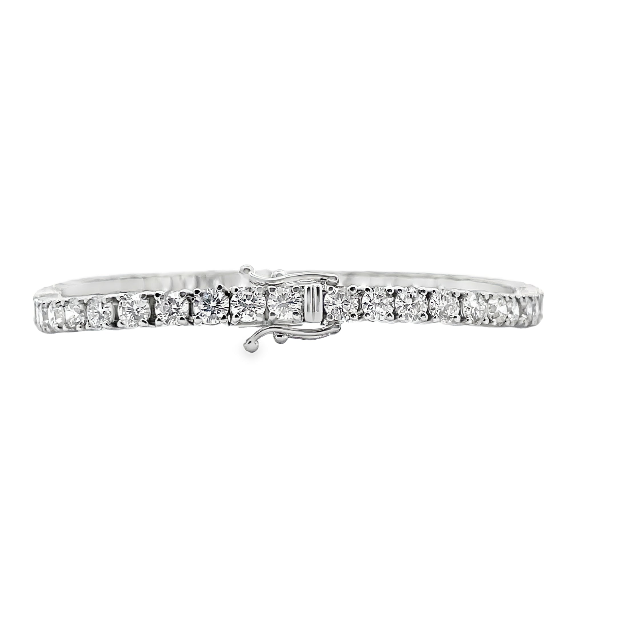 14K White Gold Tennis Bracelet with 47 Lab Grown Round Diamonds 8.73 Carats