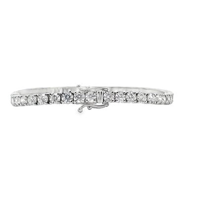 14K White Gold Tennis Bracelet with 47 Lab Grown Round Diamonds 8.73 Carats