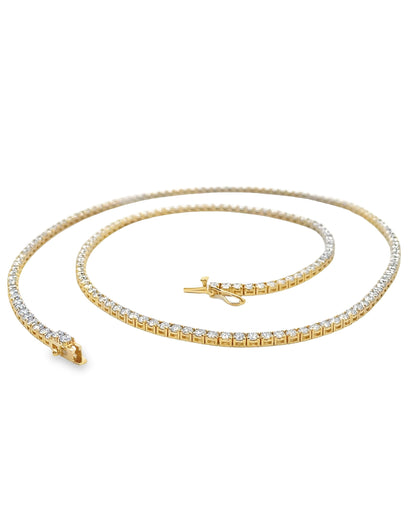 14K Yellow Gold Lab Grown Tennis Necklace - 14.45 carats - 22 inches