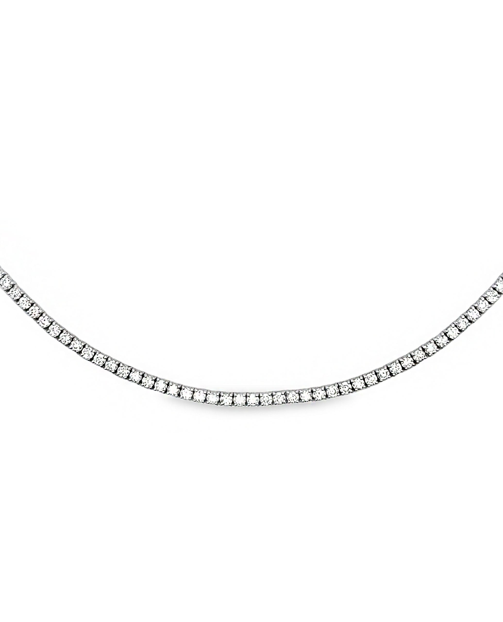 14K White Gold 16 inch Diamond Tennis Necklace