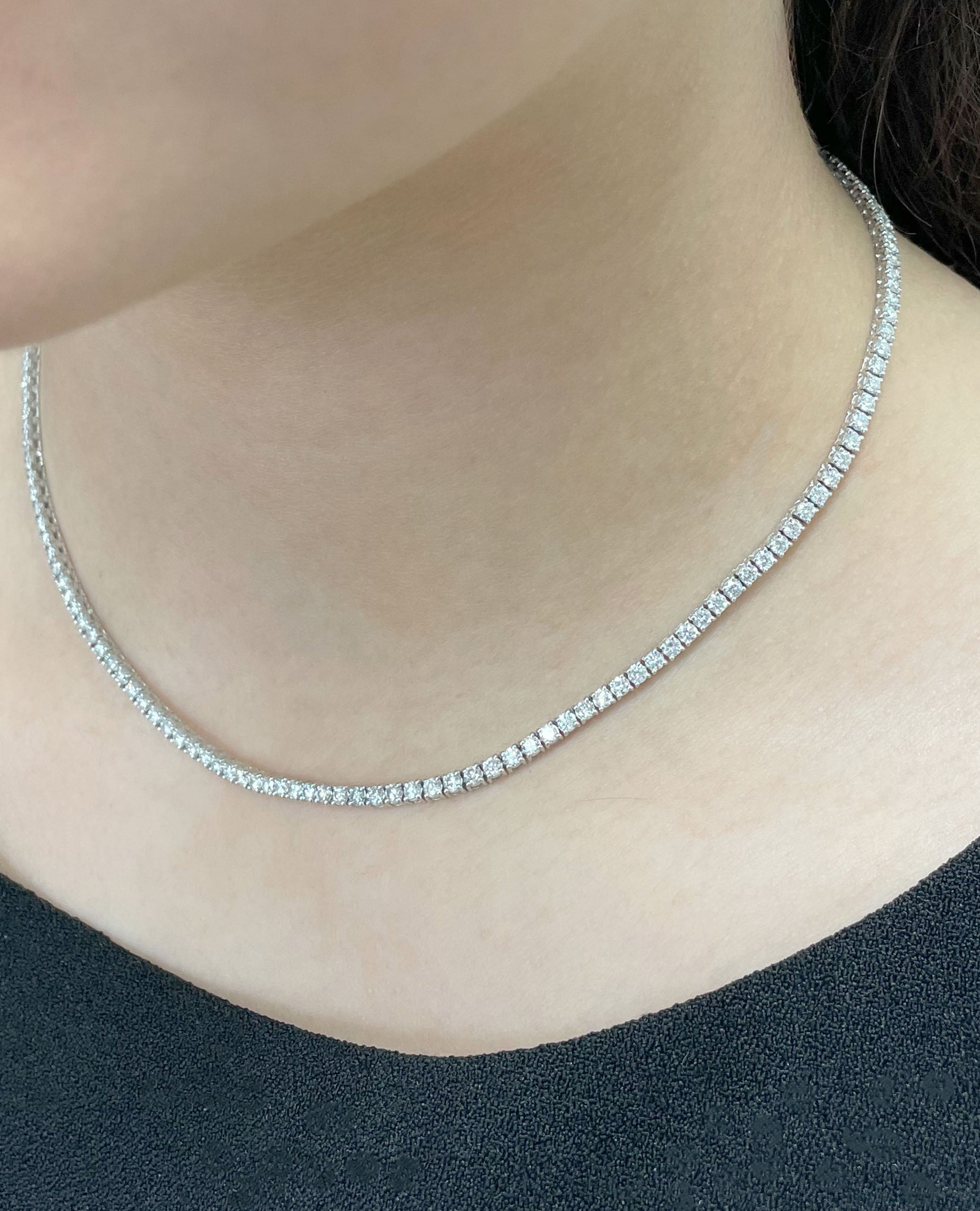 14K White Gold 16 inch Diamond Tennis Necklace
