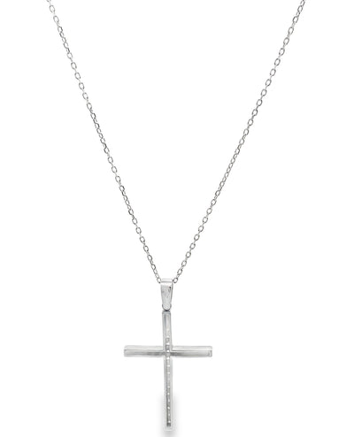 14K White Gold 0.50 Carat Diamond Cross Necklace