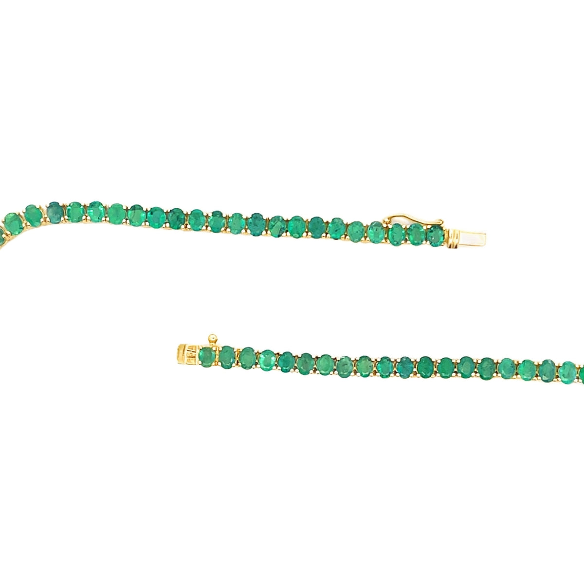14K Yellow Gold 22.35 Carat Oval Emerald Tennis Necklace