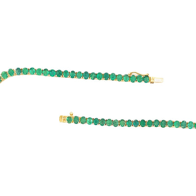 14K Yellow Gold 22.35 Carat Oval Emerald Tennis Necklace
