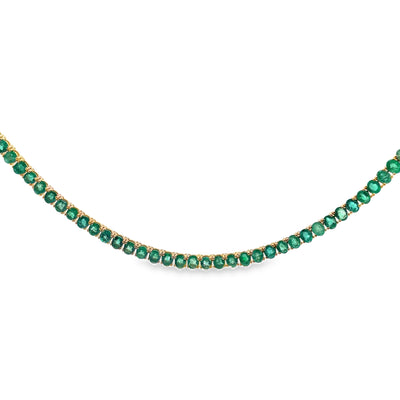 14K Yellow Gold 22.35 Carat Oval Emerald Tennis Necklace