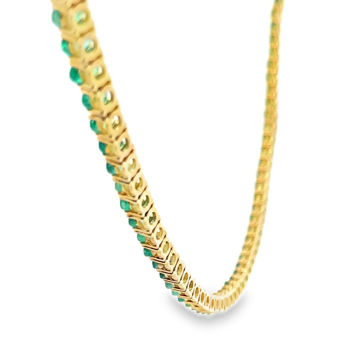 14K Yellow Gold 22.35 Carat Oval Emerald Tennis Necklace