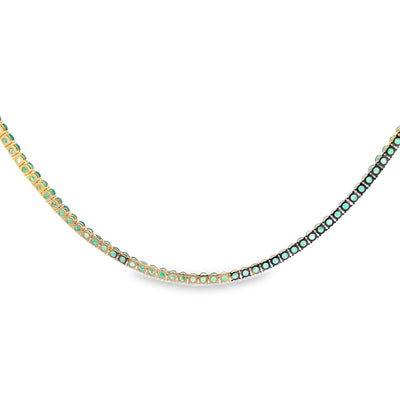 14K Yellow Gold 22.35 Carat Oval Emerald Tennis Necklace