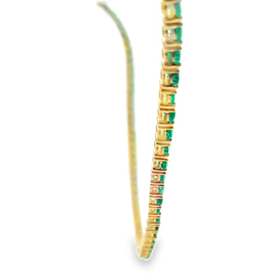 14K Yellow Gold 22.35 Carat Oval Emerald Tennis Necklace