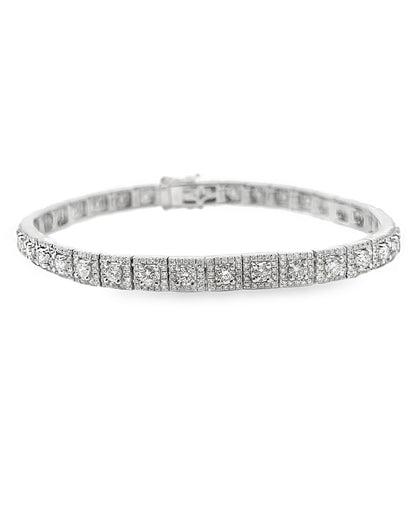 18K White Gold Antique Inspired Tennis Bracelet