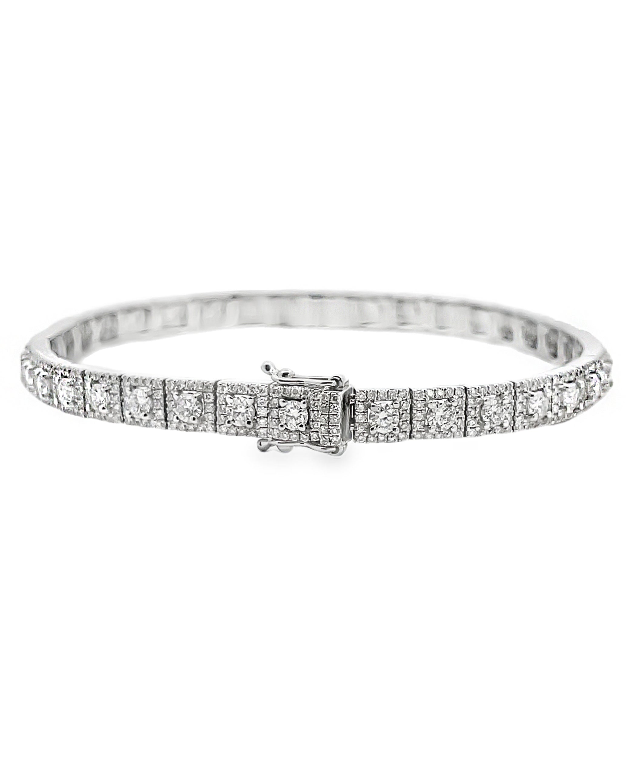 18K White Gold Antique Inspired Tennis Bracelet