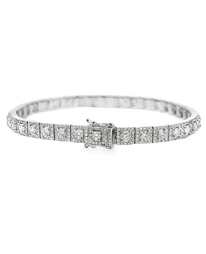 18K White Gold Antique Inspired Tennis Bracelet