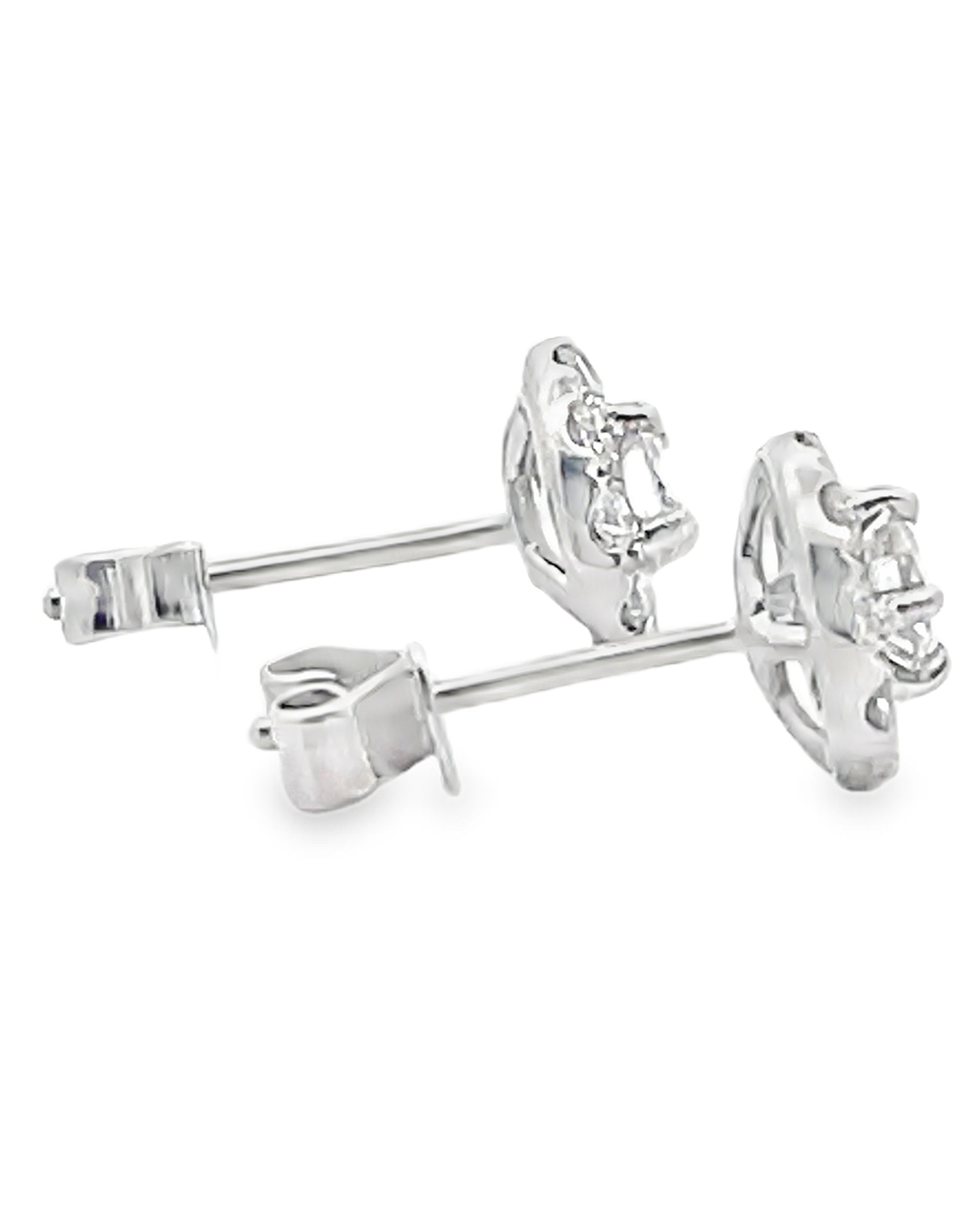 18K White Gold Diamond Halo Stud Earrings