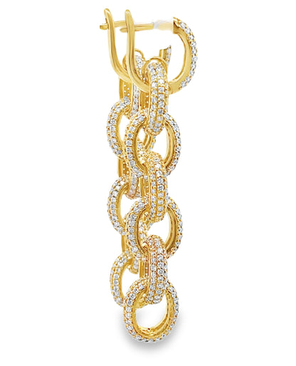 14K Yellow Gold Diamond Dangle Earrings