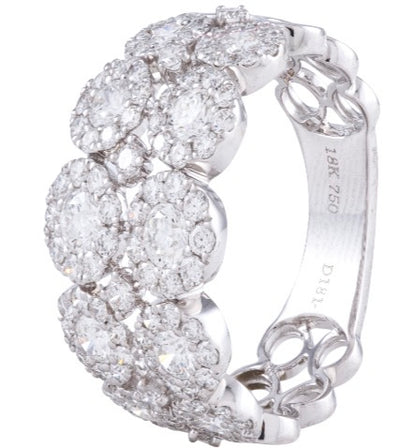 18K White Gold Ring With Multi Row Diamonds Totaling 1.81 Carats