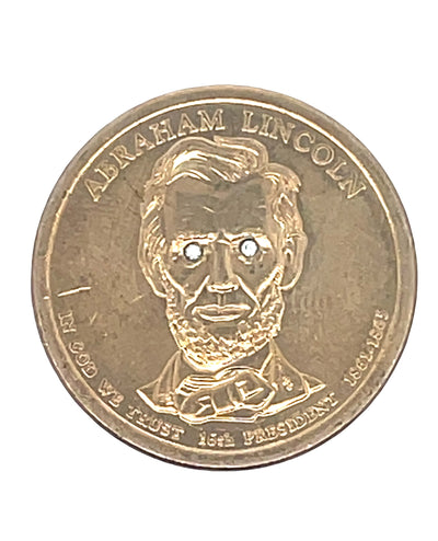 One Dollar Coin with Diamond Eyes - Abraham Lincoln