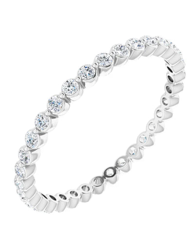 18K White Gold Shared Prong Eternity Band with Diamonds 0.70 Carats