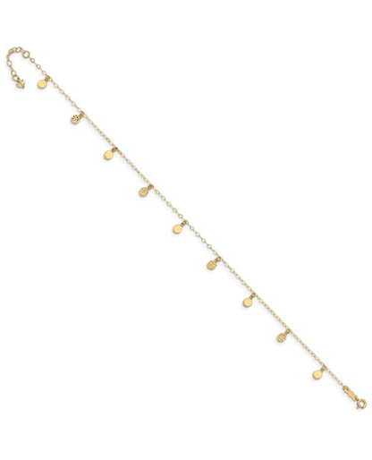 14K Yellow Gold Dangle Circle Anklet