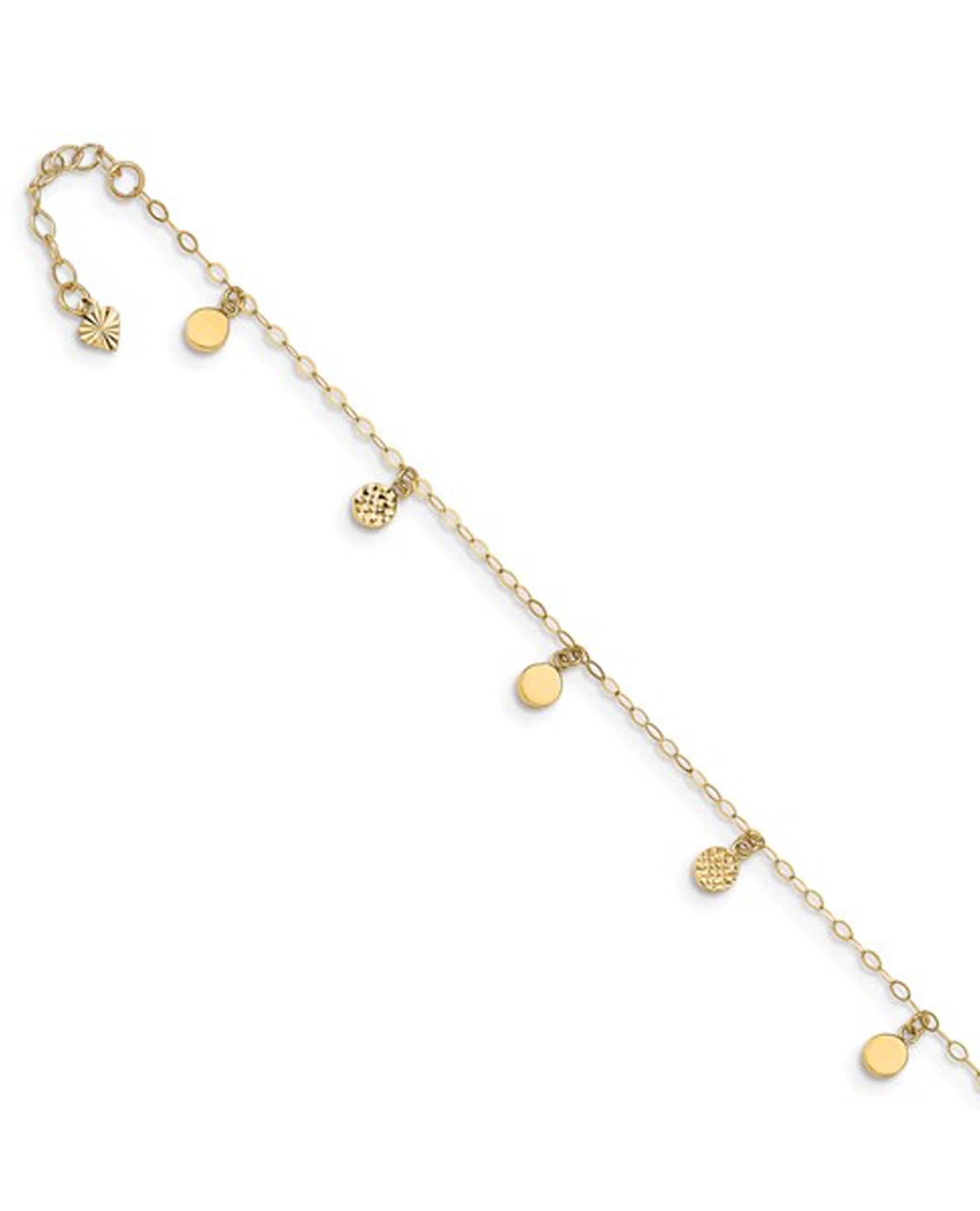 14K Yellow Gold Dangle Circle Anklet