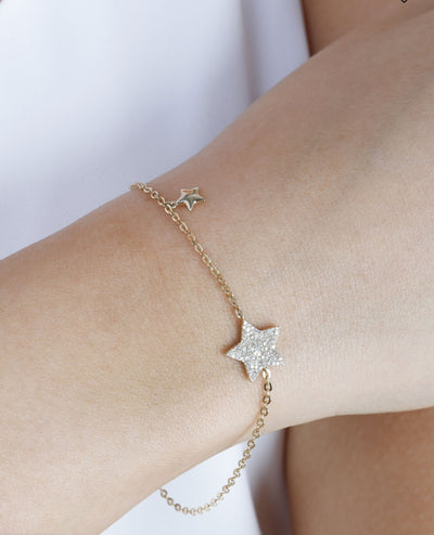 14K Yellow Gold Diamond Star Bracelet