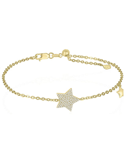 14K Yellow Gold Diamond Star Bracelet
