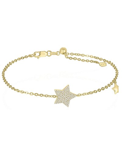 14K Yellow Gold Diamond Star Bracelet