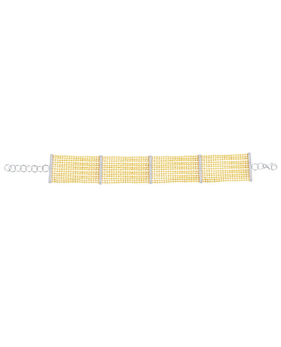 Multi-strand Diamond Bracelet in 14K Yellow Gold, Adjustable with Lobster Lock