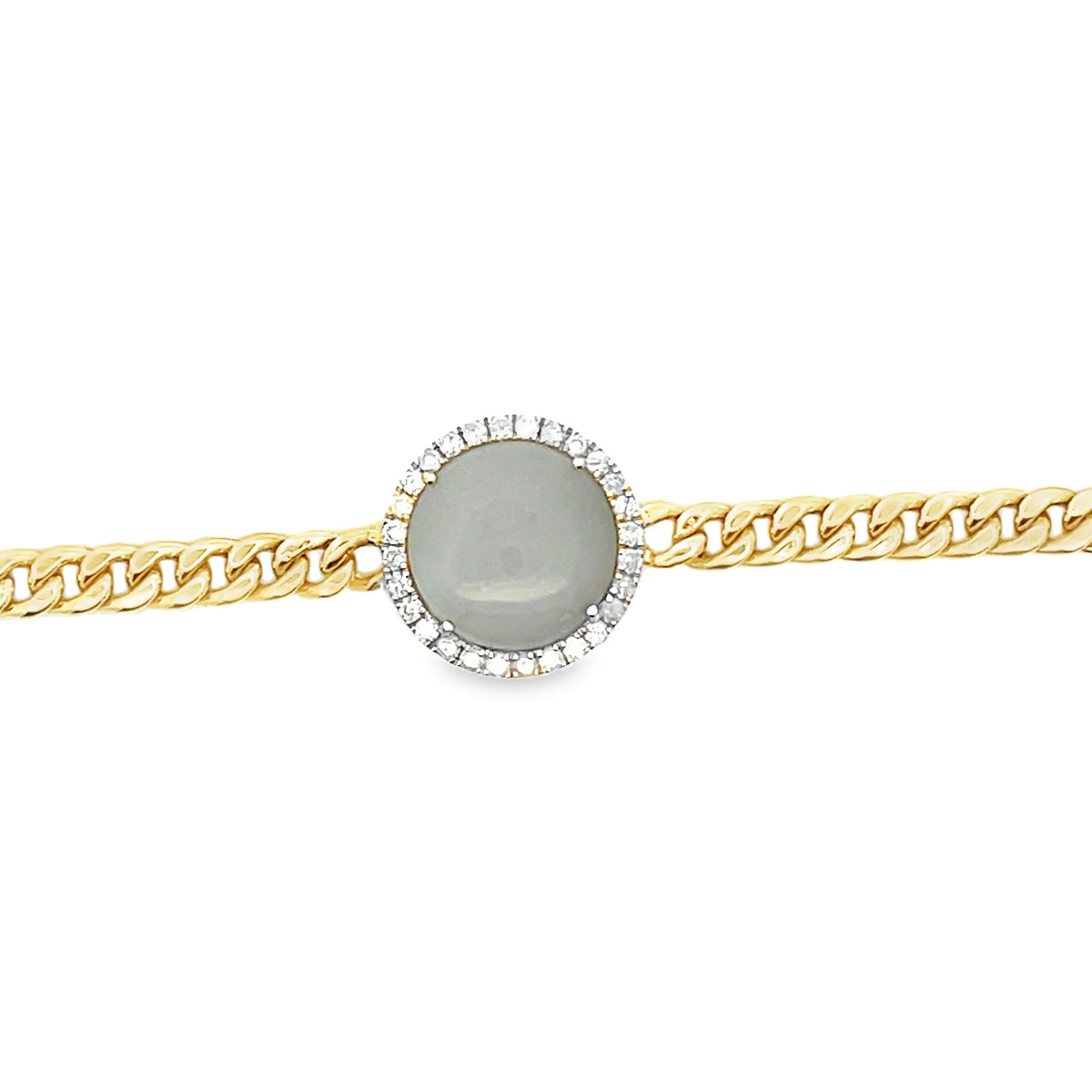 Meira T B10388/SI  14K Yellow Gold Moonstone & Diamond Adjustable Bracelet