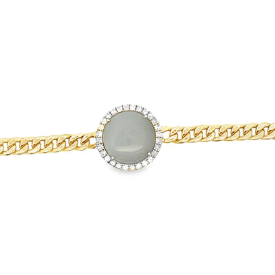 Meira T B10388/SI  14K Yellow Gold Moonstone & Diamond Adjustable Bracelet