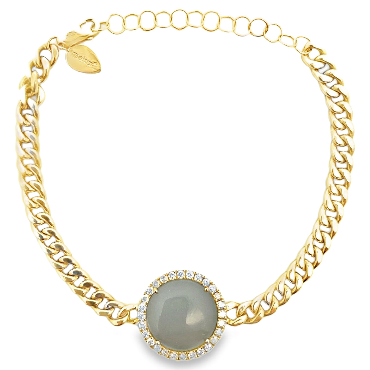 Meira T B10388/SI  14K Yellow Gold Moonstone & Diamond Adjustable Bracelet