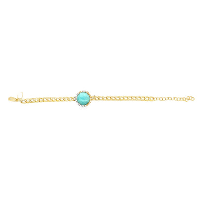 Meira T B10463/SI 14K Yellow Gold Amazonite & Diamond Adjustable Bracelet