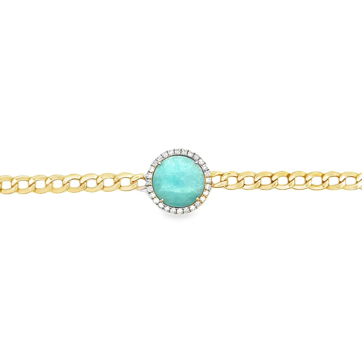 Meira T B10463/SI 14K Yellow Gold Amazonite & Diamond Adjustable Bracelet
