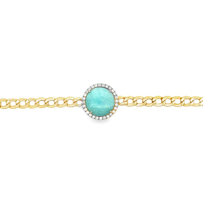 Meira T B10463/SI 14K Yellow Gold Amazonite & Diamond Adjustable Bracelet