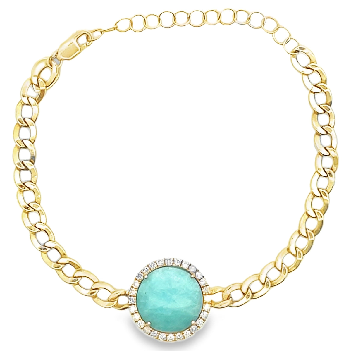 Meira T B10463/SI 14K Yellow Gold Amazonite & Diamond Adjustable Bracelet