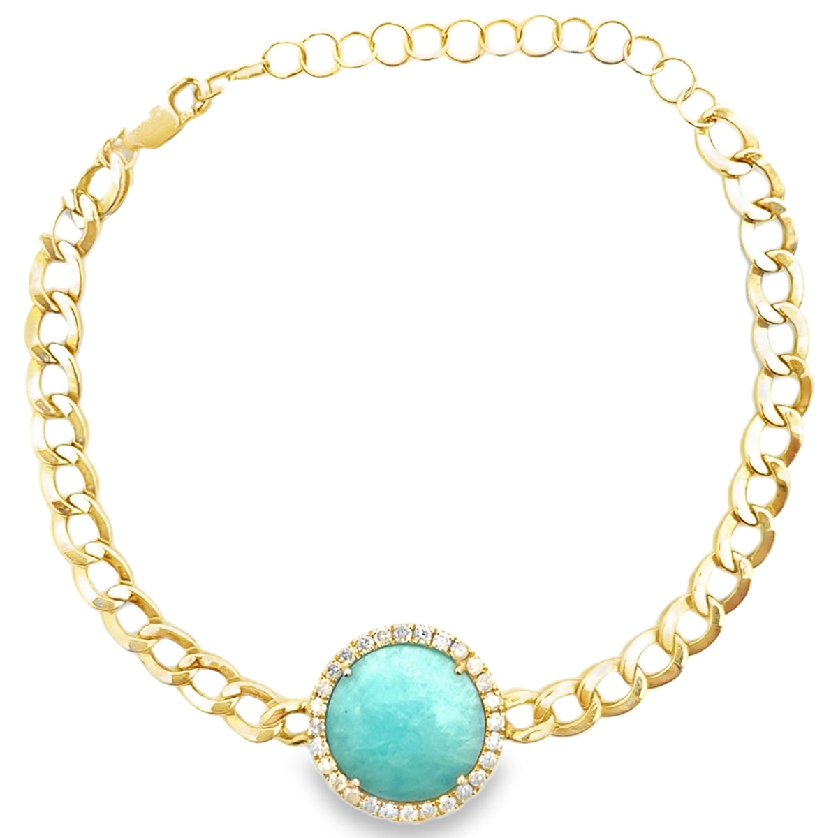 Meira T B10463/SI 14K Yellow Gold Amazonite & Diamond Adjustable Bracelet