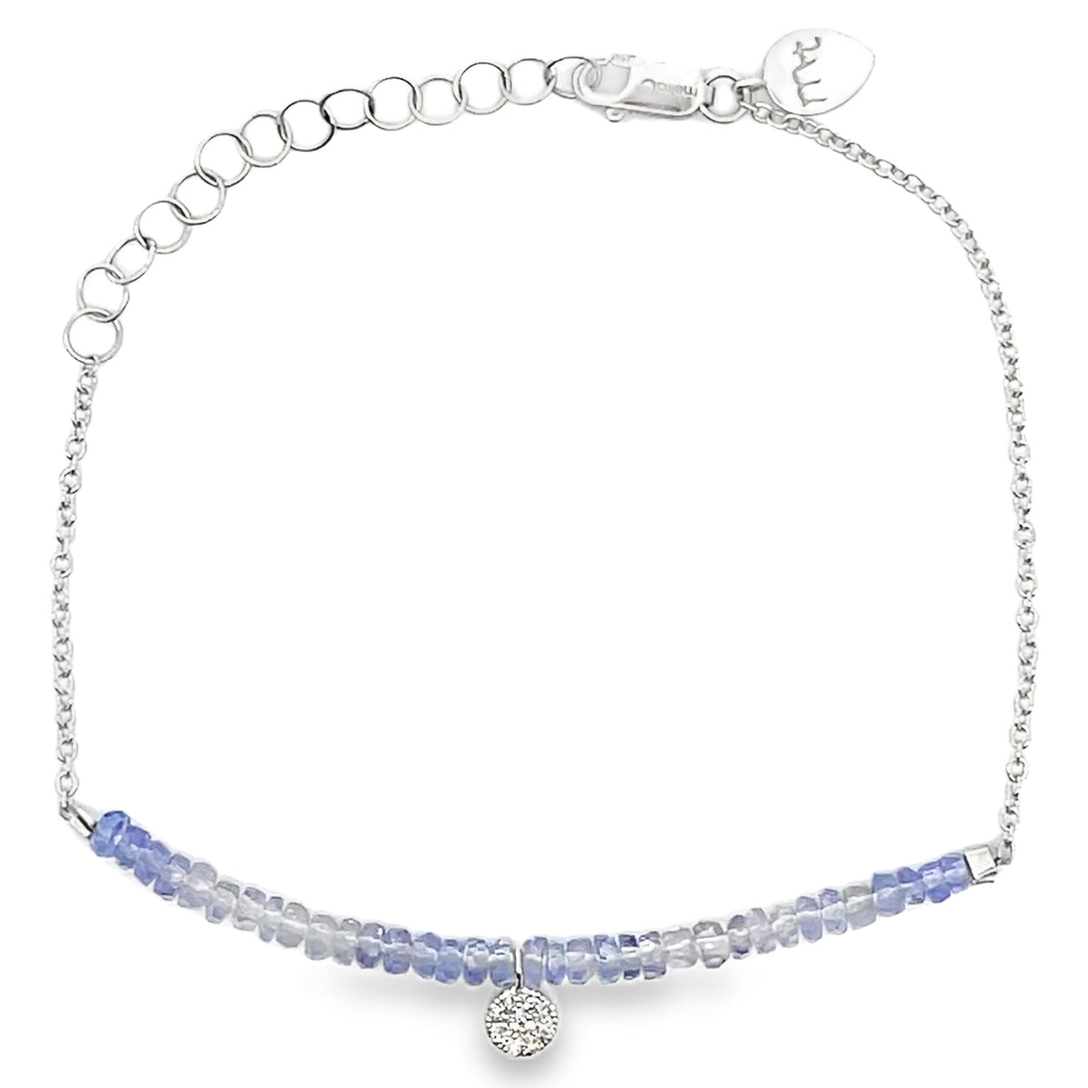 Meira T B10540/WT 9K White Gold Tanzanite & Diamond Adjustable Bracelet