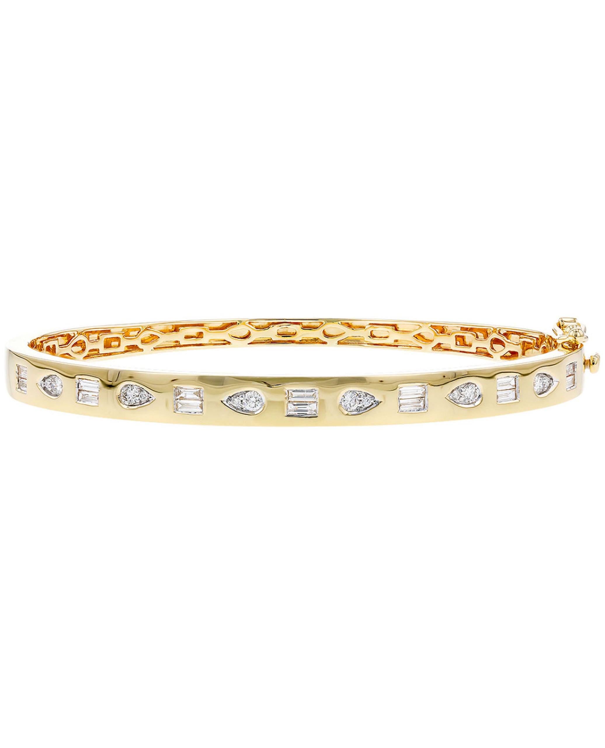 Allison Kaufman 14K Yellow Gold Geometric Bangle Bracelet with Diamonds