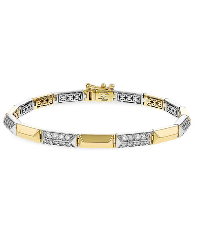 Allison Kaufman 14K Yellow and White Gold Diamond Bracelet Alternating Two Tone