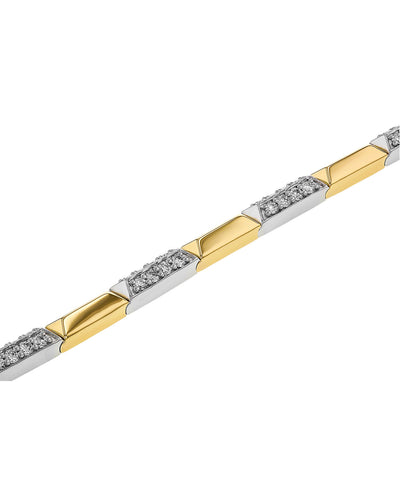 Allison Kaufman 14K Yellow and White Gold Diamond Bracelet Alternating Two Tone