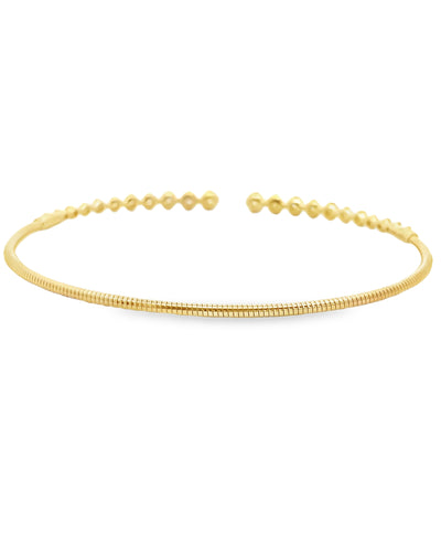 Flexible 14K Yellow Gold Soft Cuff Diamond Bangle Bracelet 0.52 Carats