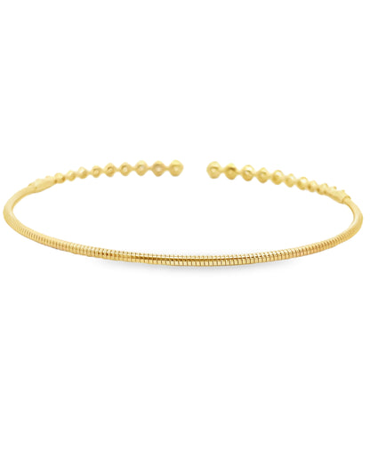 Flexible 14K Yellow Gold Soft Cuff Diamond Bangle Bracelet 0.52 Carats