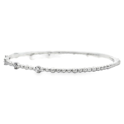14K White Gold Seven Station 0.21 Carat Diamond Flexible Bangle Bracelet