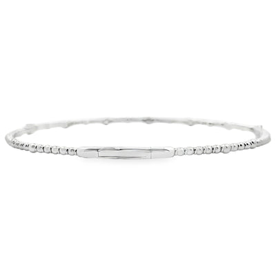 14K White Gold Seven Station 0.21 Carat Diamond Flexible Bangle Bracelet