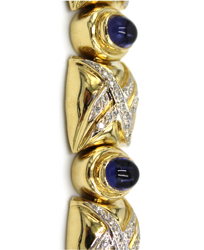 Vintage Oval Iolite Bracelet with Diamonds Set in 18K Gold