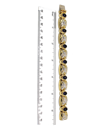 Vintage Oval Iolite Bracelet with Diamonds Set in 18K Gold