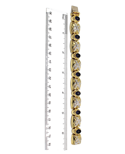 Vintage Oval Iolite Bracelet with Diamonds Set in 18K Gold