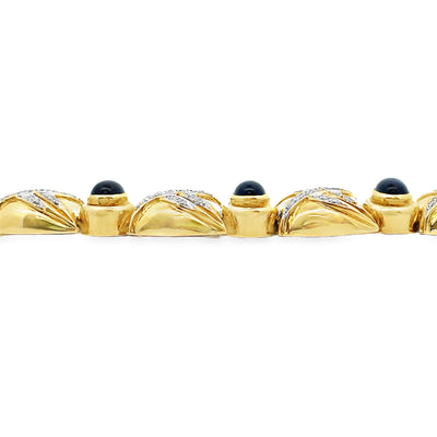 Vintage Oval Iolite Bracelet with Diamonds Set in 18K Gold
