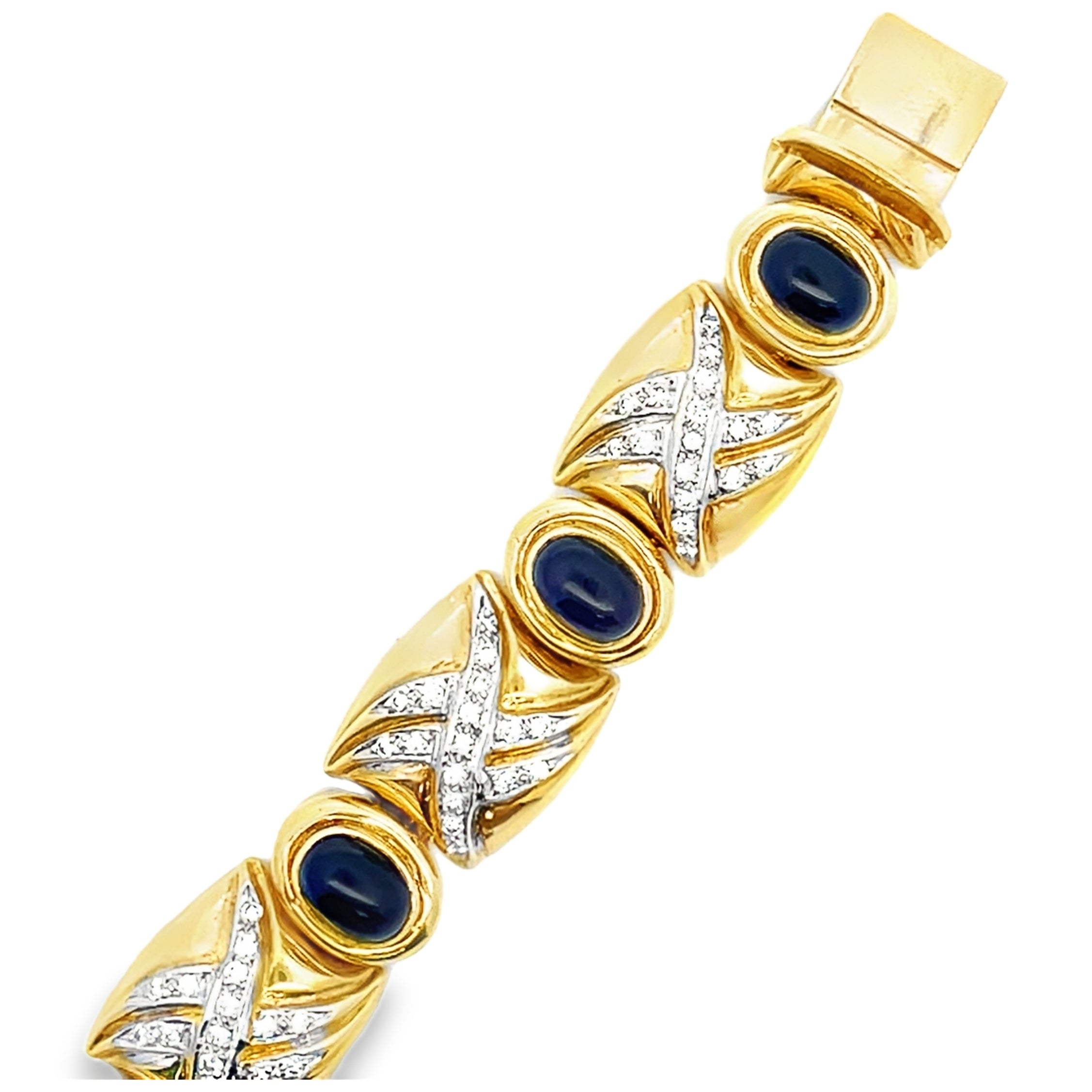 Vintage Oval Iolite Bracelet with Diamonds Set in 18K Gold