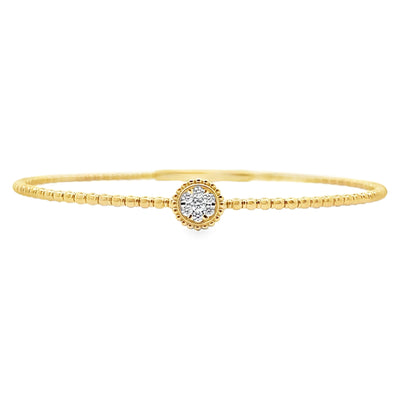 14K Yellow Gold Single Station 0.11 Carat Diamond Flexible Bangle Bracelet